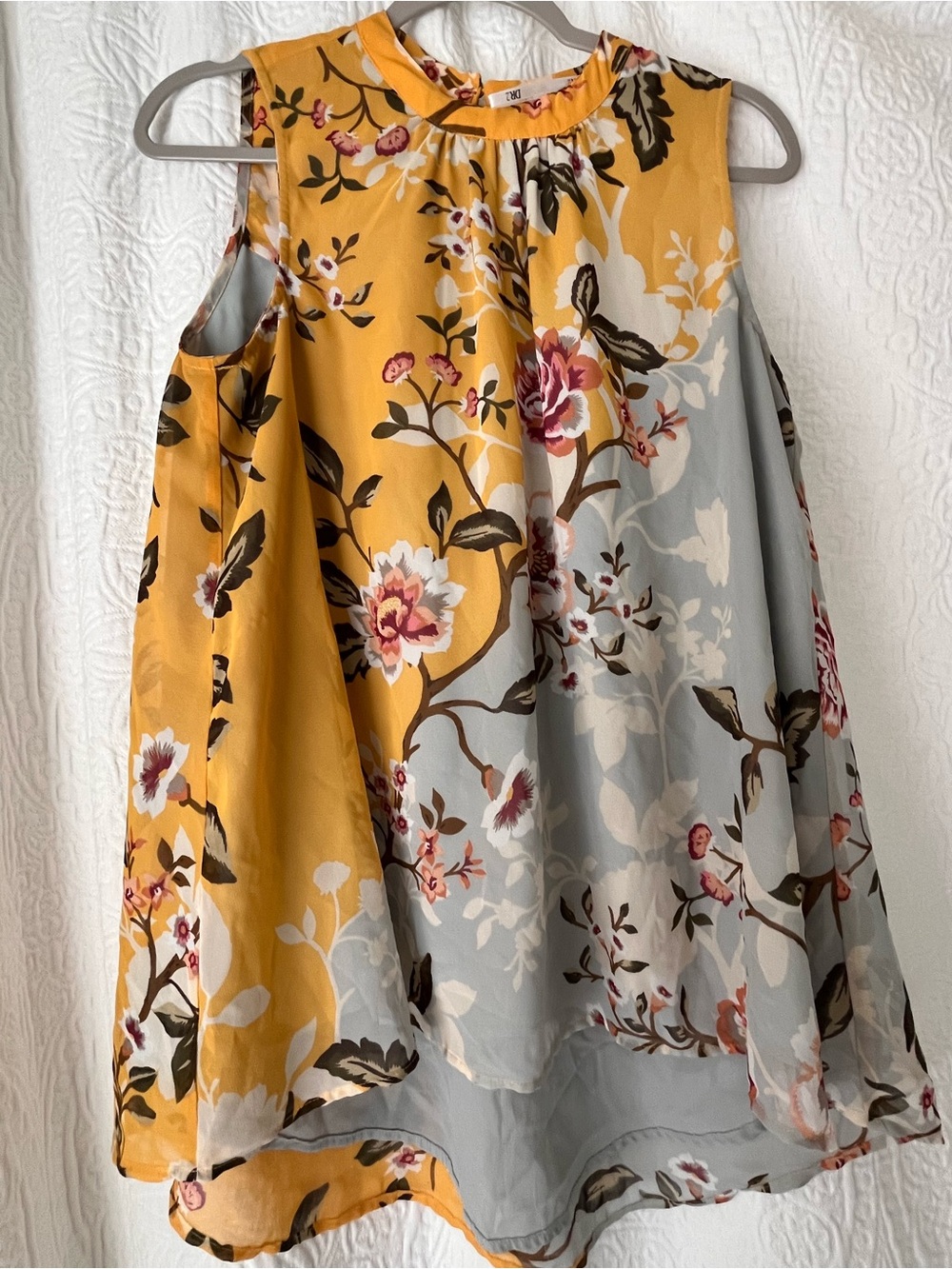 DR2 Yellow Floral Sleeveless Blouse
